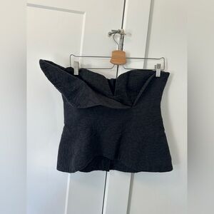 Mara Hoffman Black Angela Top Strapless Black Textured Bustier Tank